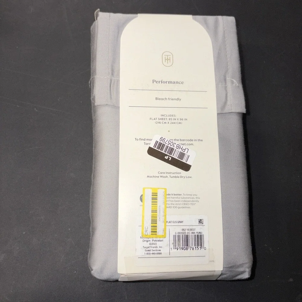 Full 400 Thread Count Performance Flat Sheet Gray - Threshold: Cotton 28331